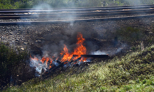 Grundy County Rural, Jamesport fire departments respond to railroad tie fire