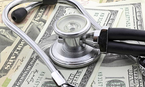 Money and healthcare news graphic