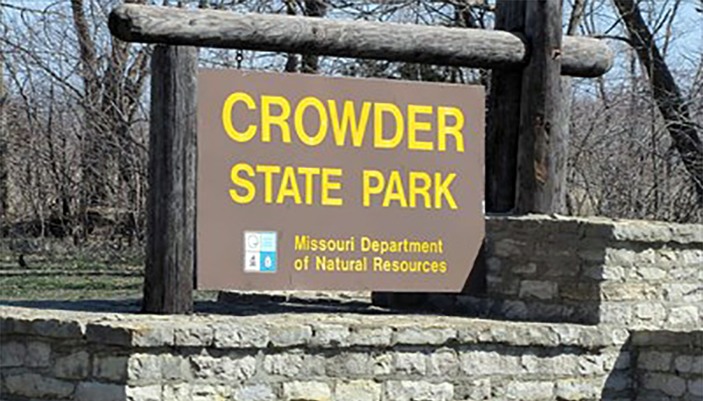 Crowder State Park Sign