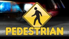 Pedestrian sign and police lights