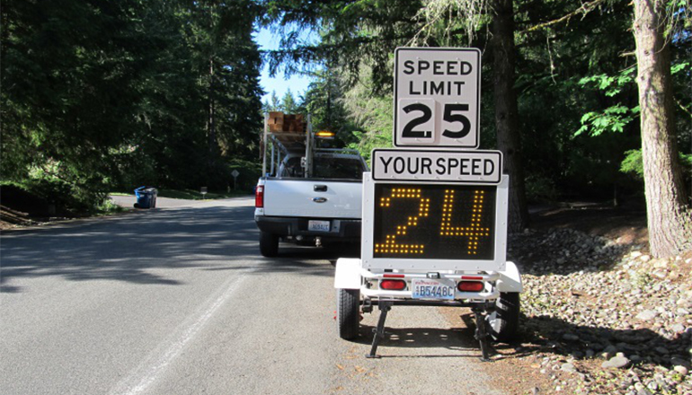 Radar sign displaying speed