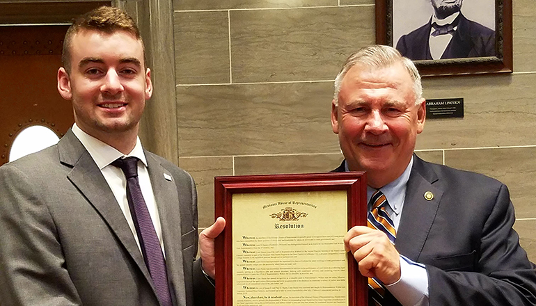 Rep. Nate Walker and TSU Intern Liam Hazen 20180518_182813