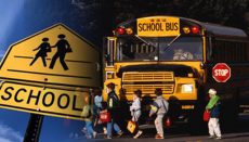 School Bus Picking up kids (children)