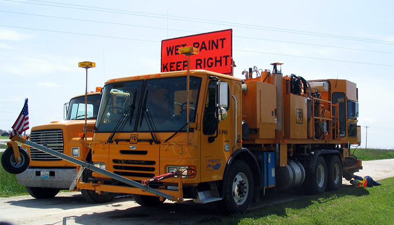 MoDOT painting lines on roads and highways