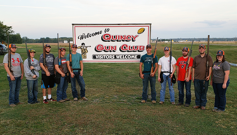Members of the NCMC Shooting Sports who participated in the Hannibal-LaGrange competition were, from left to right: Seth McMullin, Caleb Sedmak, Ethan Hayes, Stetson Klise, Tyler Tipton, Zach Carr, TJ Hudlemeyer, Tyson McCrary, Wyatt Adams, and Jamee Scearce.