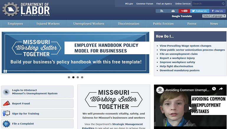 Missouri Department of Labor Website
