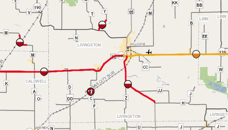 MoDot Road Closed map 5-31-2019