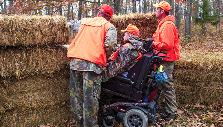 Disabled hunter at ADA compliant blind