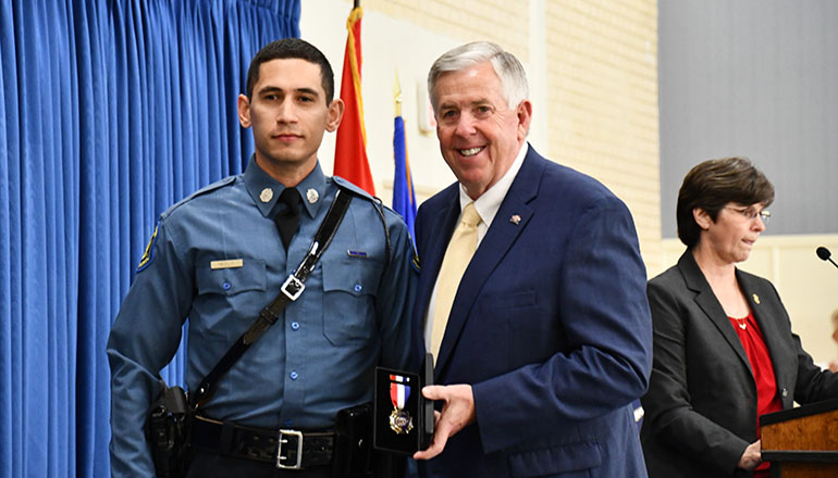 Trooper Matthew Neely awarded Medal of Valor by Governor Parson
