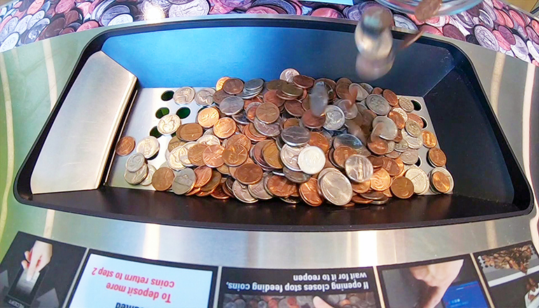 Coins in a counter