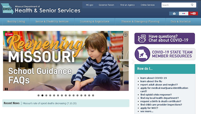 Missouri Department of Health and Senior Services Website