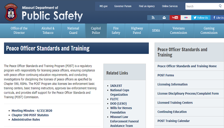 Peace Officer Standards and Training (POST) Commission website