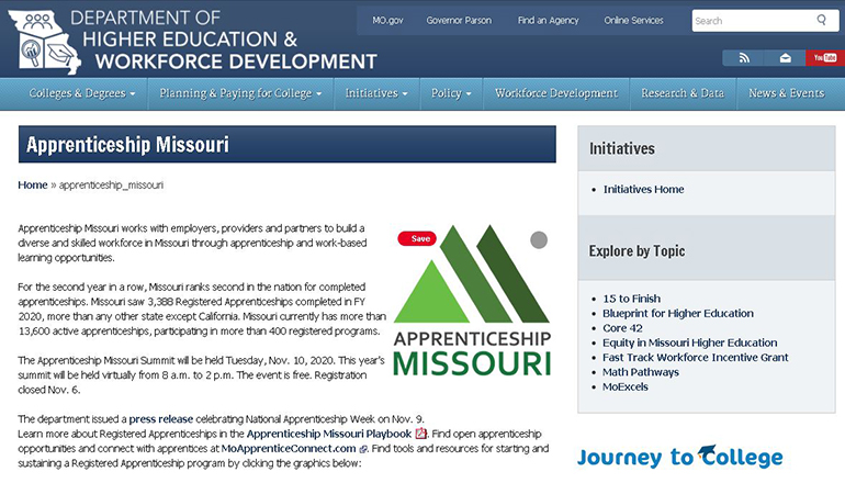 Missouri apprenticeship website