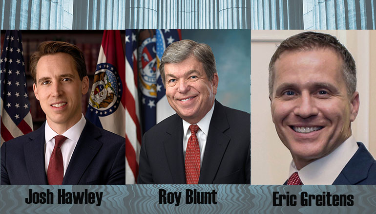 Composite of Josh Hawley - Roy Blunt and - Eric Greitens
