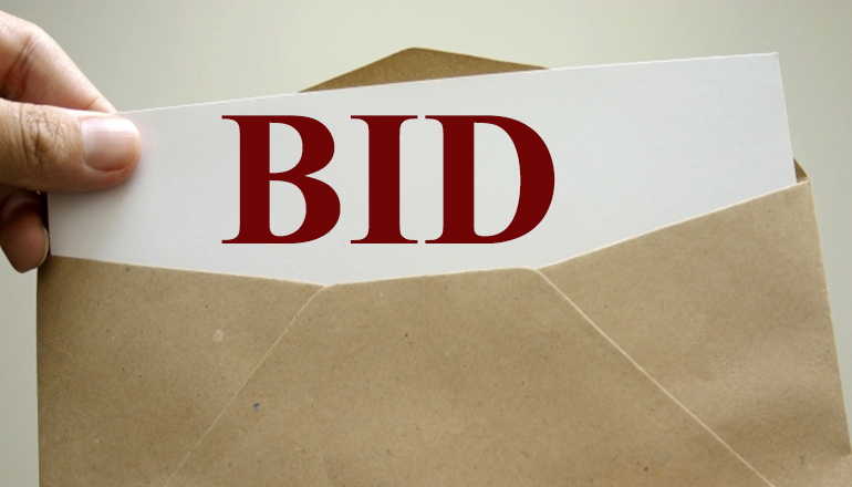 Envelope with Bid printed on paper