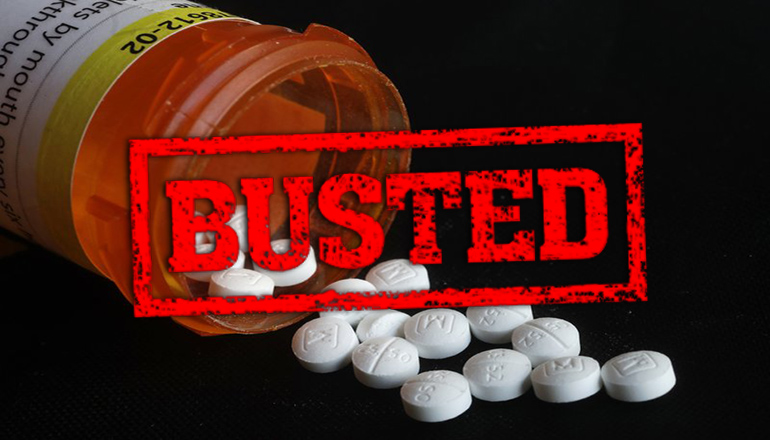 Illegal drugs with Busted (pills opioid smuggle narcotic)