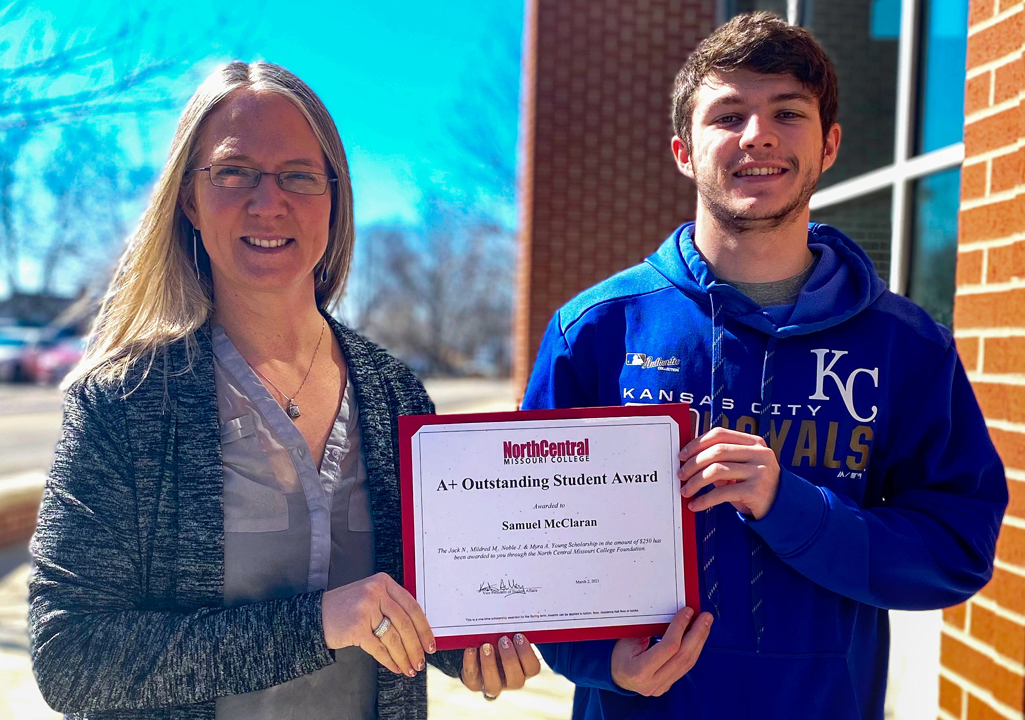 Samuel McClaran with Development Director Alicia Endicott