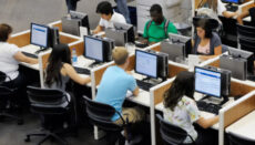 Students testing at computers taking MAP tests