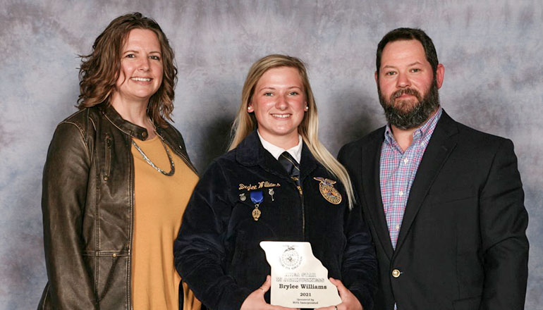 Pictured from left: Joni Williams, Brylee Williams, and Advisor Bryan Williams.