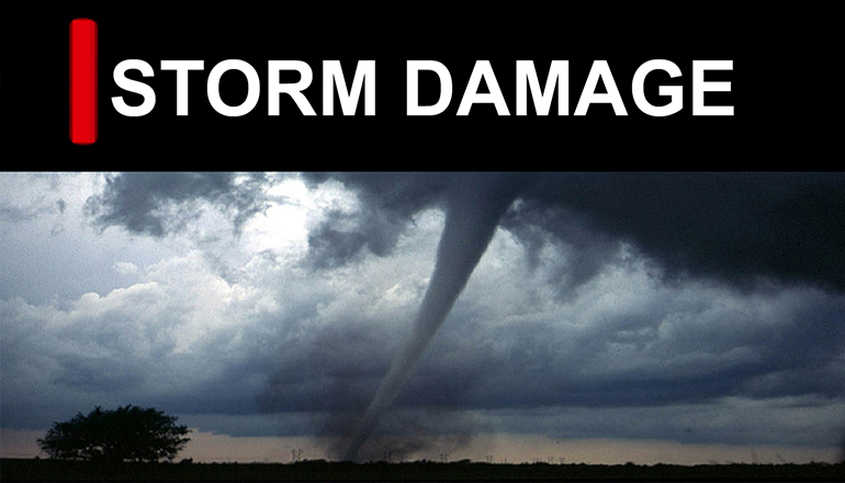 Storm Damage with tornado news graphic