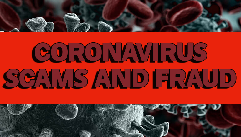 Coronavirus or COVID-19 Scams and Fraud Graphic