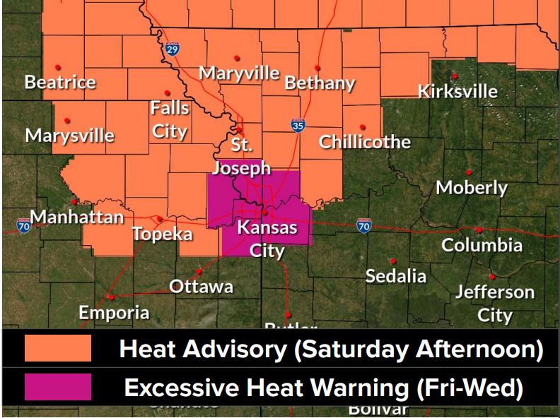 Heat outline north Missouri