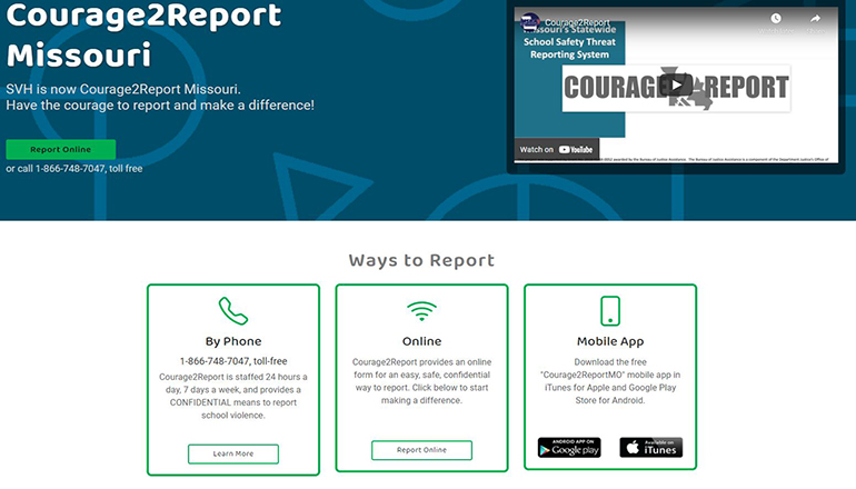 Courage to Report section of MSHP website