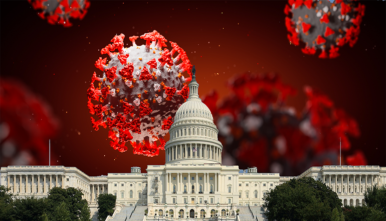 United States Capitol With Coronavirus or COVID-19 Background
