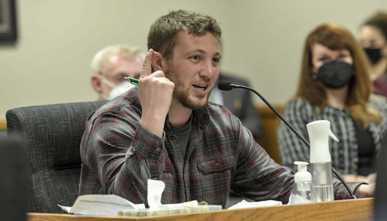 Allen Knoll, who was sent to Agape Boarding School in Missouri, testifies during a committee hearing on Feb-10-2021, about abuse he endured. (Photo by Tim Bommel - House Communications)