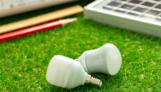 Solar energy panel and light bulb, green energy
