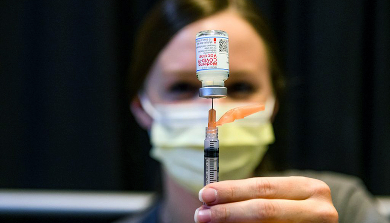 Nurse Filling Syringe with COVID-19 Vaccine at MU Health Care (Photo Courtesy of MU Health Care