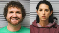 Booking photo of Andrew T. Moore, and wife, Amanda L. Moore