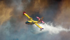Plane or airplane fighting a wildfire