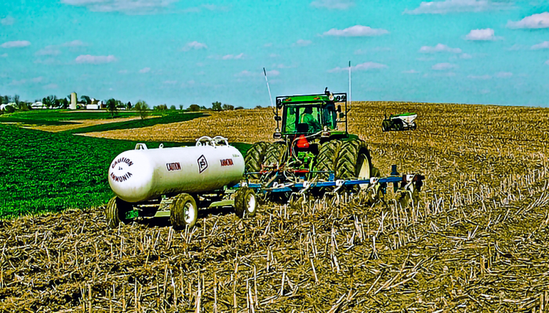 Tractor pulling Nitrogen tank