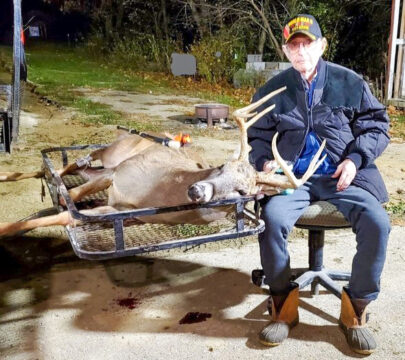 WWII Marine Veteran Robert McGrath, 98, who took this buck on private land.