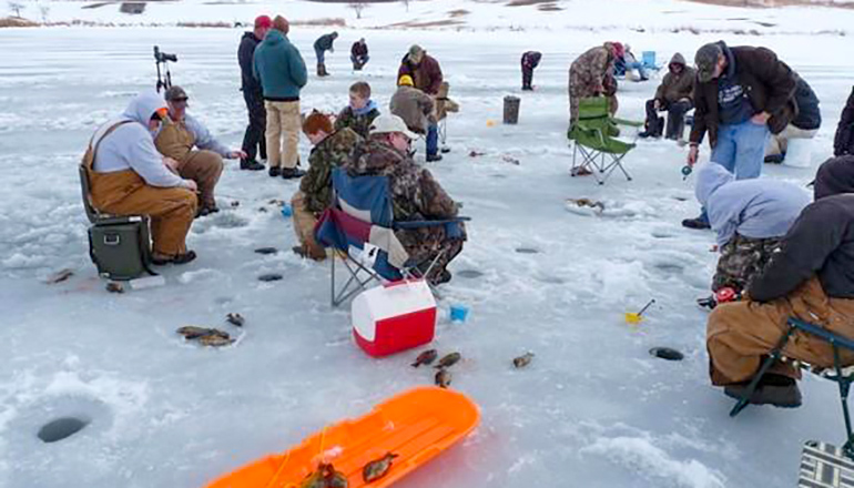 Ice Fishing on Mozingo Lake near Maryville