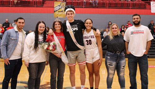 (L to R) Homecoming Royalty Arturo Brito Flores, Annie Nelson, Lindsey Batson, Guy Moran, Jasmine Taylor, Aubrey Burns, and Adrian Cornell. Not pictured, Noah Hudson