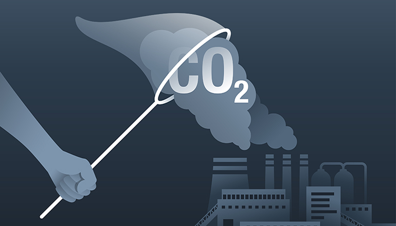 Graphic of factory emitting CO2