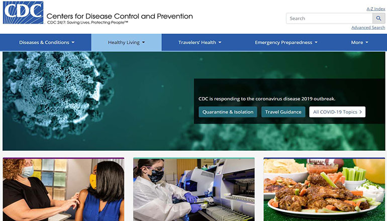 Screenshot of CDC Website (2022)