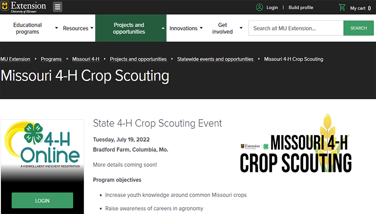 University if MIssouri 4-H Crop Scouting website