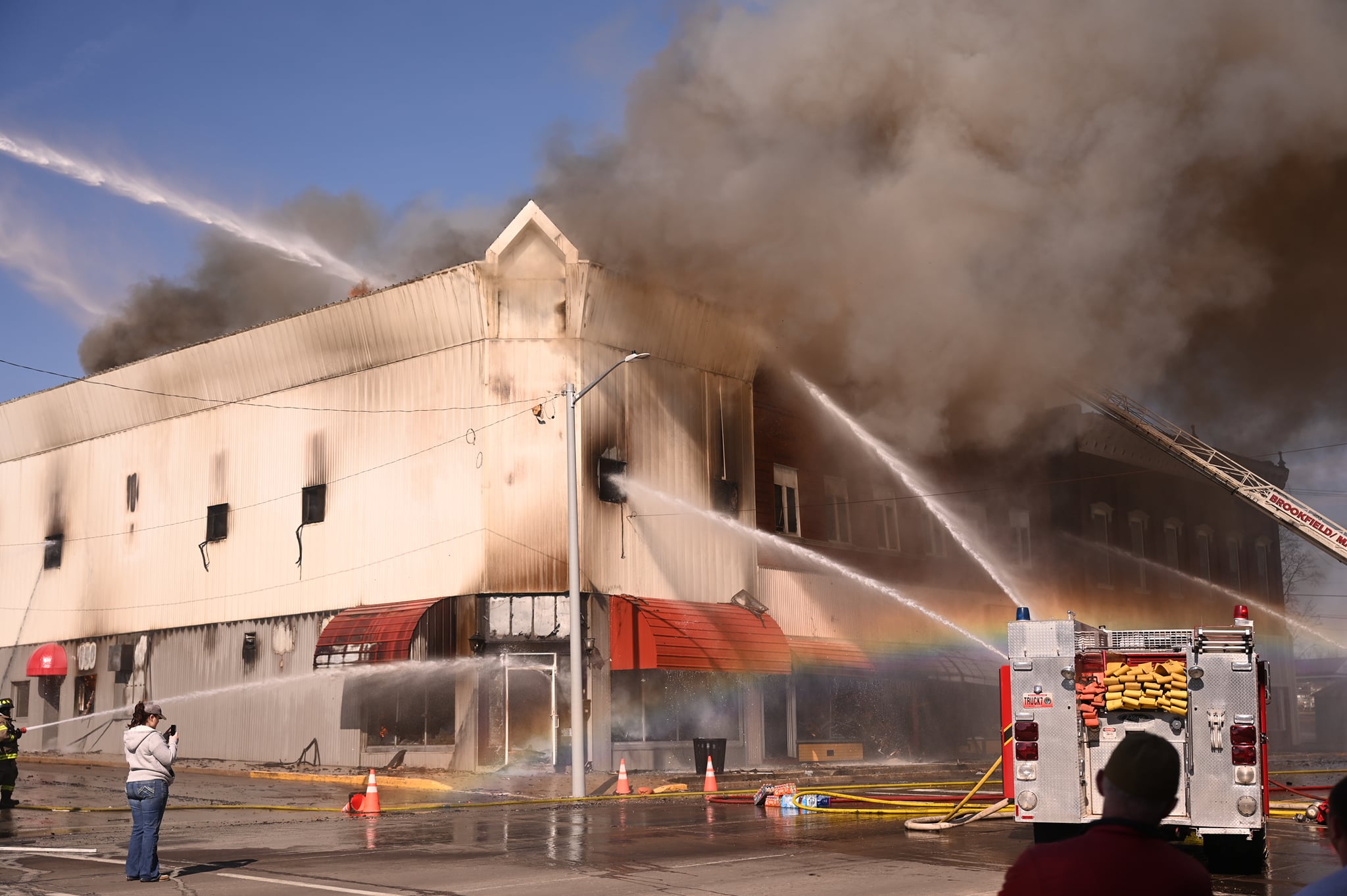 Fire on Wednesday destroys two buildings in downtown Brookfield