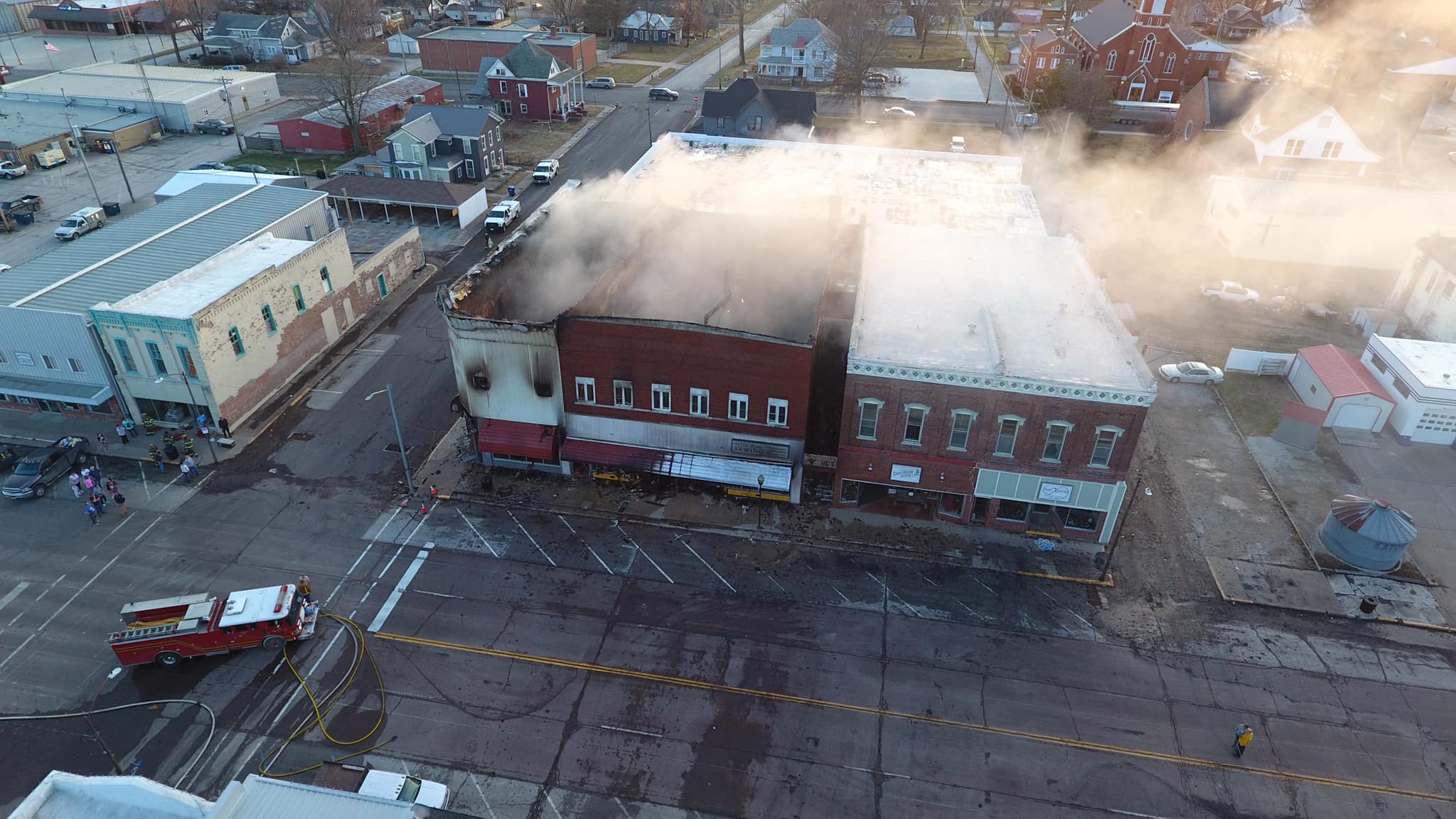 Fire on Wednesday destroys two buildings in downtown Brookfield