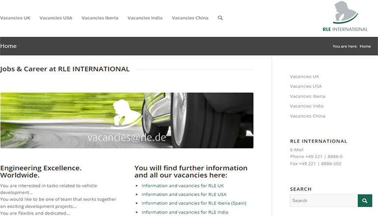 Screenshot of RLE International website