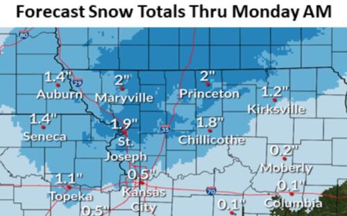 Snow Total Through Mornday Morning