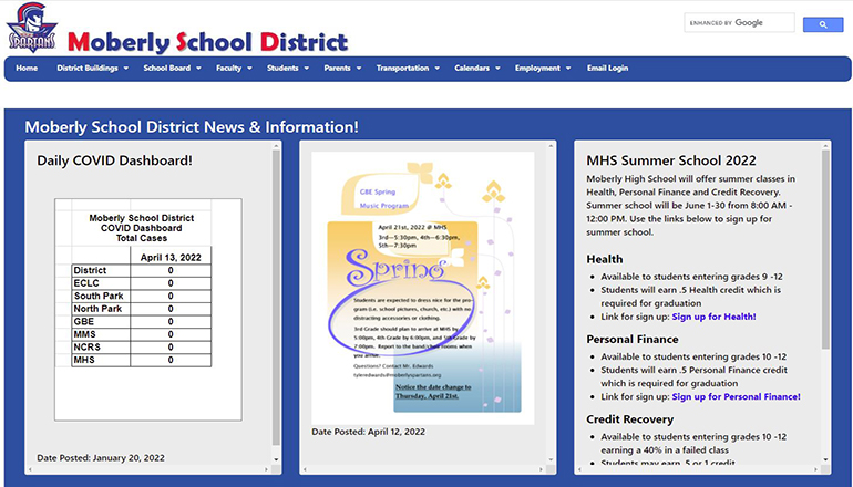 Moberly Missouri School District Website