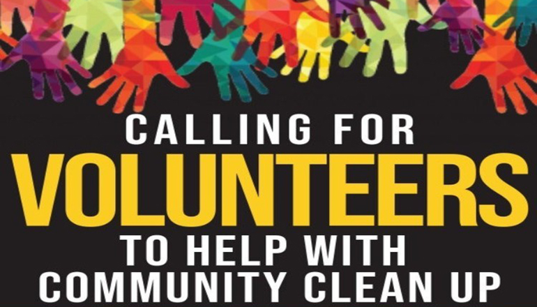Community Cleanup news graphic asking for volunteers