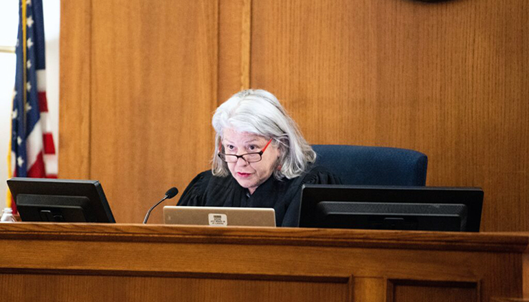 Judge Leslie Schnelder at Greitens child custody trial (Photo courtesy Missouri Independent)