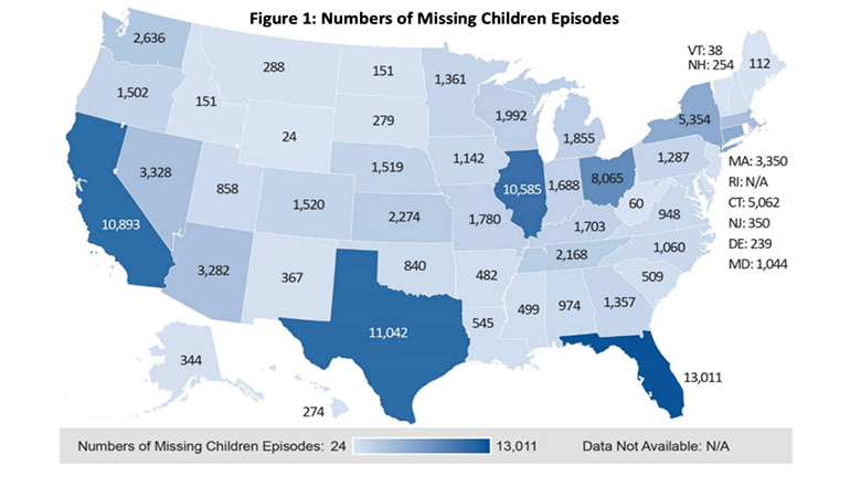 Screenshot of 05-23-2022 graphic of missing foster kids