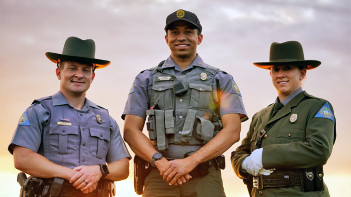 Missouri Department of Conservation (MDC) Agents (L to R) Caleb Sevy, Justin Pyburn and Sarah Foran