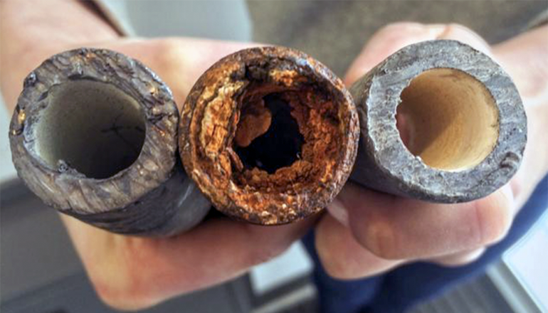 Photo of lead water pipes (Photo courtesy EPA)